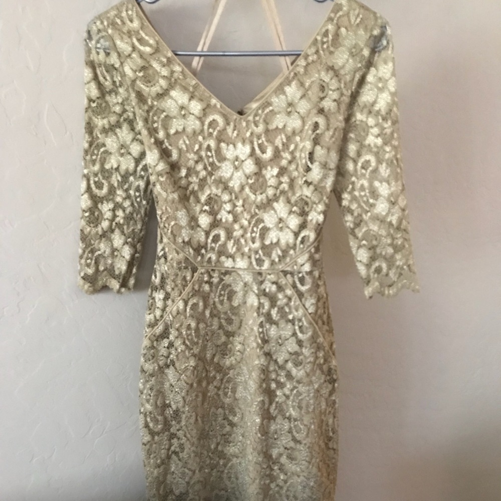 Antonio Melani Gold lace overlay dress